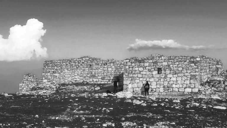 Black White Hashmiah Garesa Without Roof, a fine-art photograph by Ali Abu Ras