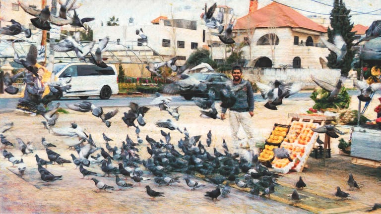 People Seller AND Birds 4, a fine-art photograph by Ali Abu Ras
