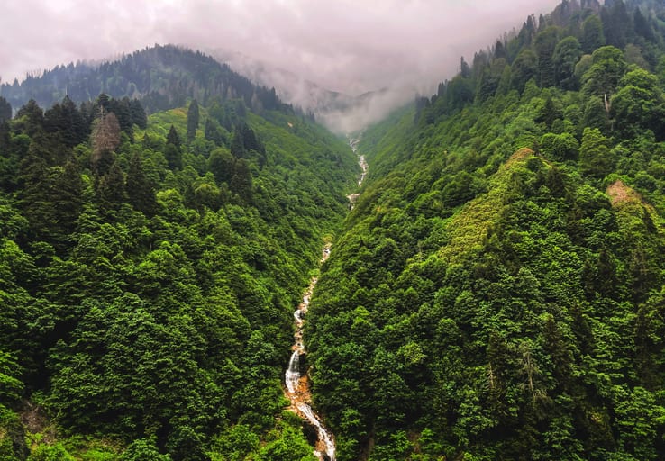 Tarabzon Waterfall Green Water Landscape View, a fine-art photograph by Ali Abu Ras