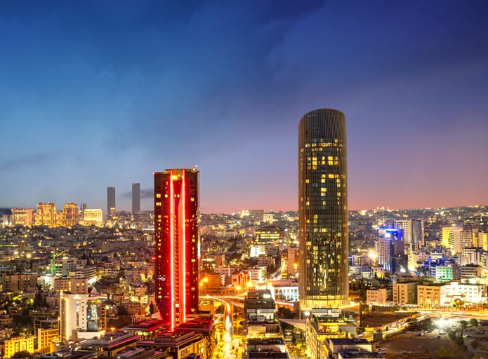 Amman Bolivard Abdali Sunset Light, a fine-art photograph by Ali Abu Ras