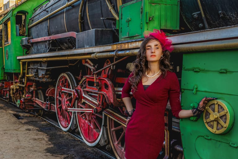 0 Noor RED Dress Train, a fine-art photograph by Ali Abu Ras