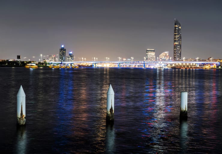 Dubai Building Khalifa Towers Night, a fine-art photograph by Ali Abu Ras