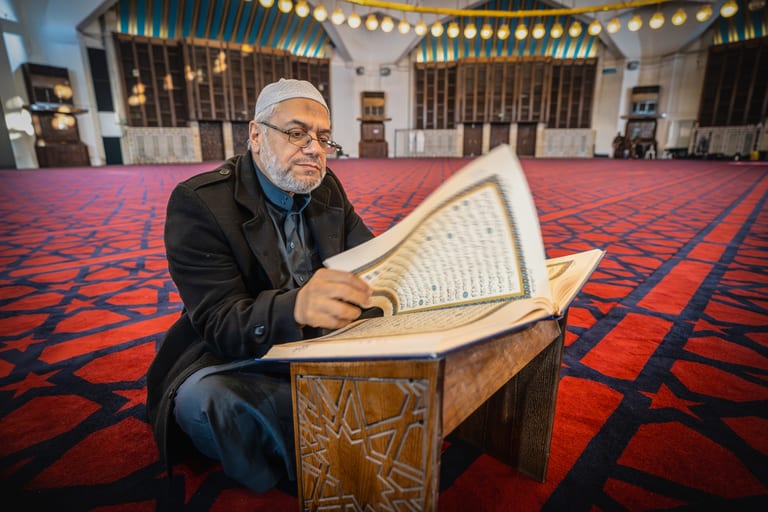 OLD MAN Read Quran Masjid Ramadain, a fine-art photograph by Ali Abu Ras