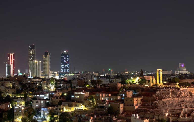Amman Landscape Night Cityscap View, a fine-art photograph by Ali Abu Ras