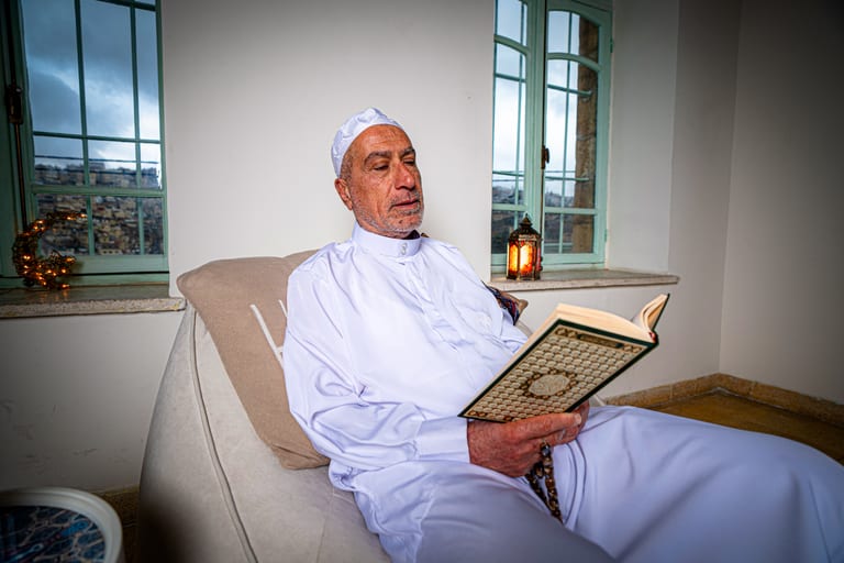 Ramadan OLD MAN Read Quran, a fine-art photograph by Ali Abu Ras