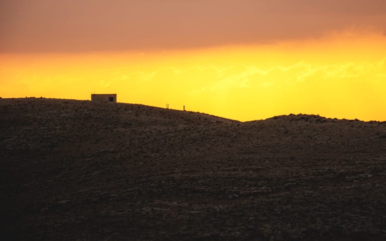 Madaba Sunset Trees Mount Hells, a fine-art photograph by Ali Abu Ras
