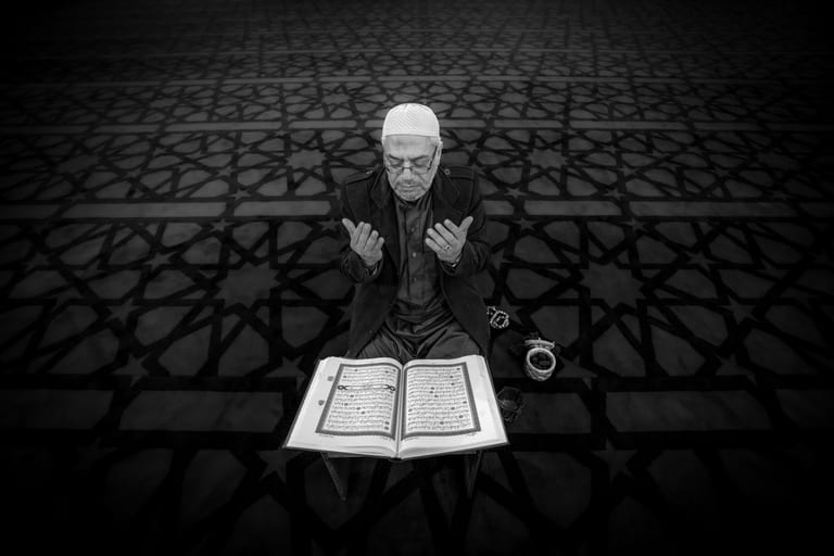 OLD MAN Read Quran Masjid Ramadain, a fine-art photograph by Ali Abu Ras