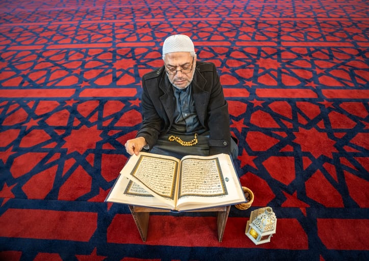 OLD MAN Read Quran Masjid Ramadain, a fine-art photograph by Ali Abu Ras