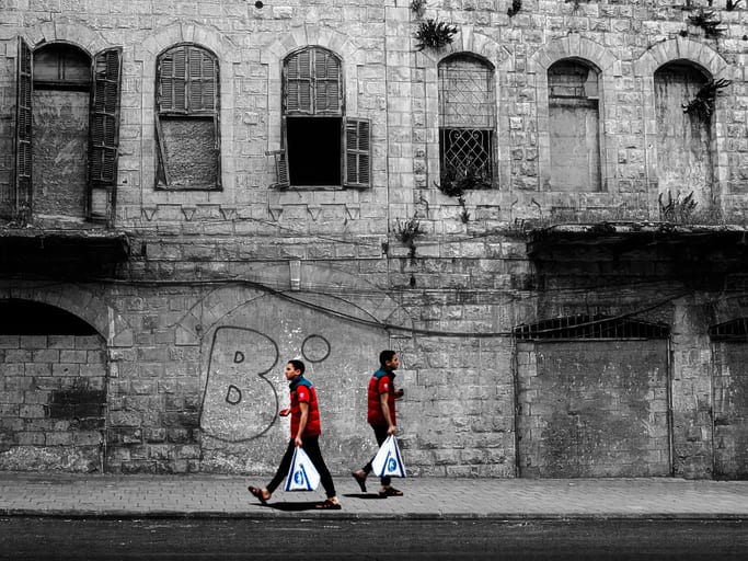 People Amman City Center MAN Walk Black AND, a fine-art photograph by Ali Abu Ras