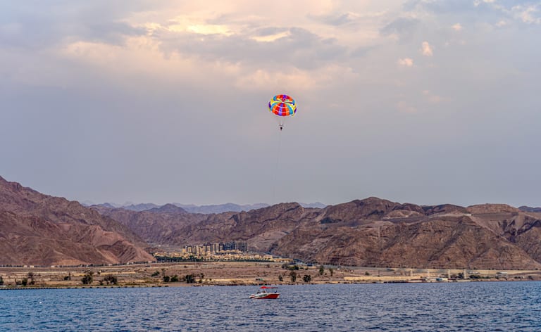 Boat SEA Aqaba Water Game Barachot, a fine-art photograph by Ali Abu Ras