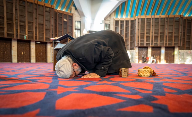 OLD MAN Read Quran Masjid Ramadain, a fine-art photograph by Ali Abu Ras