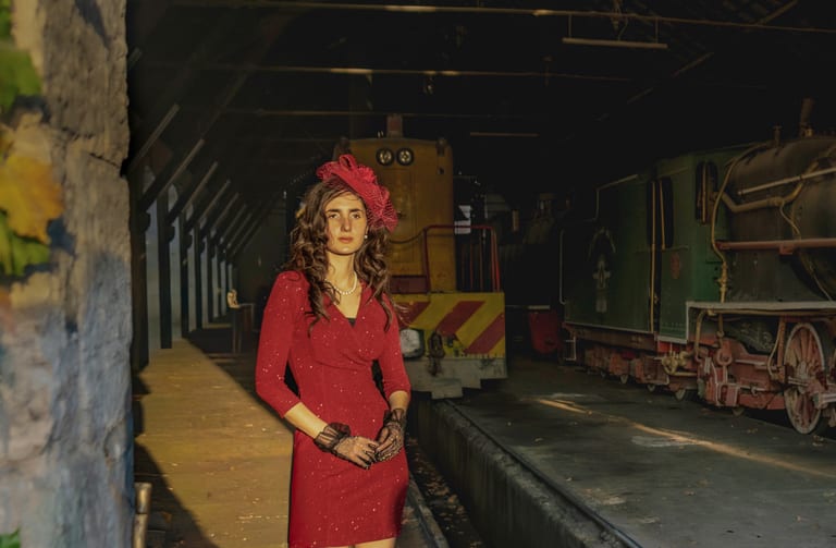 0 Selected Noor RED Dress Train Finart, a fine-art photograph by Ali Abu Ras