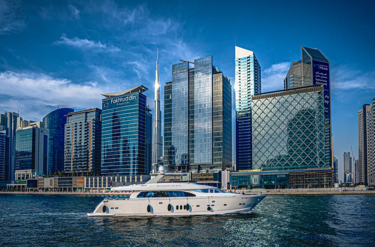Cityscape Boat Building River, a fine-art photograph by Ali Abu Ras