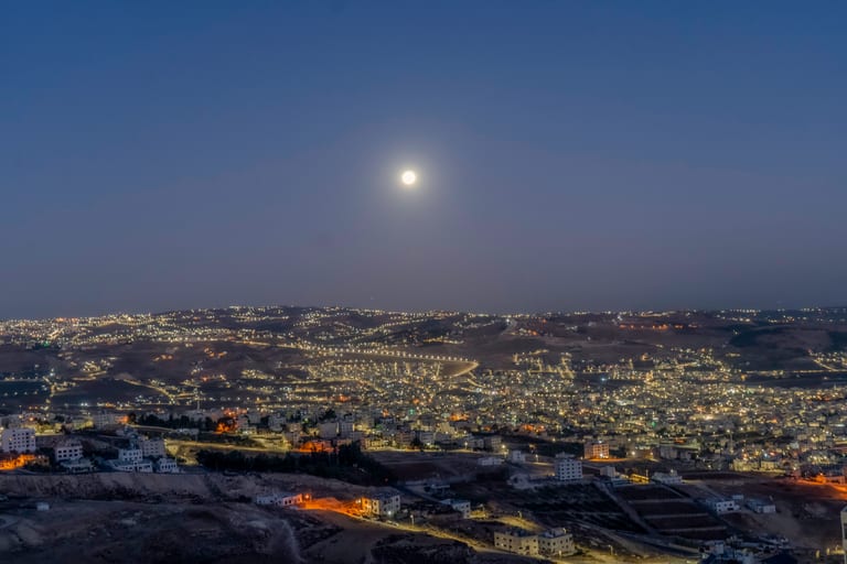 Night Moon Landscape View, a fine-art photograph by Ali Abu Ras