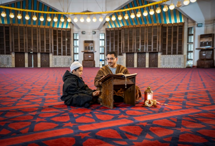 1 BOY Father Masjed Quran 0, a fine-art photograph by Ali Abu Ras