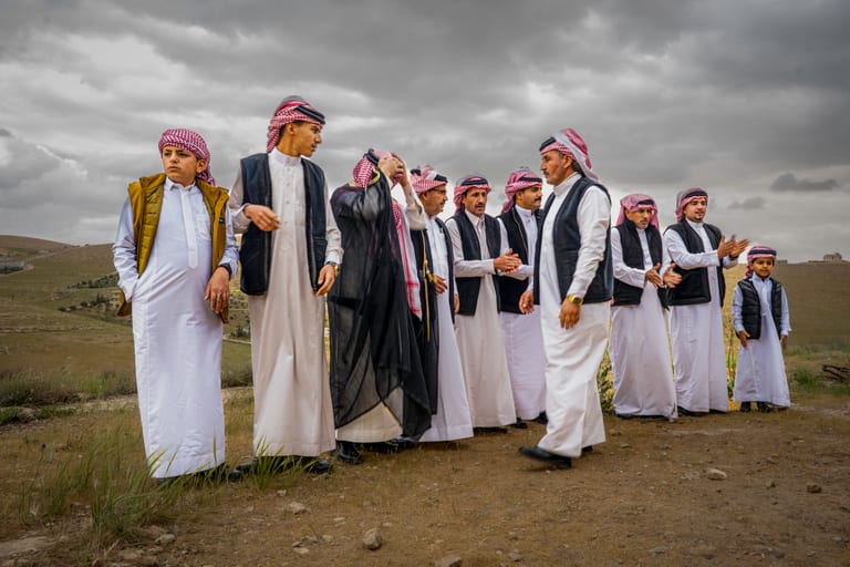 Gharesa Band People Arab Bani Hasan Dance, a fine-art photograph by Ali Abu Ras