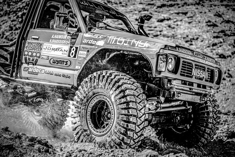 4 X 4 CAR RED Deadsea, a fine-art photograph by Ali Abu Ras