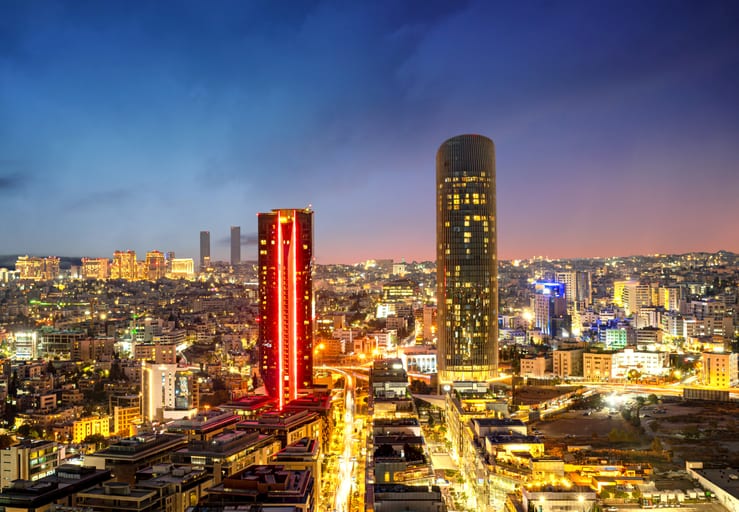 Amman Bolivard Abdali Sunset Light, a fine-art photograph by Ali Abu Ras