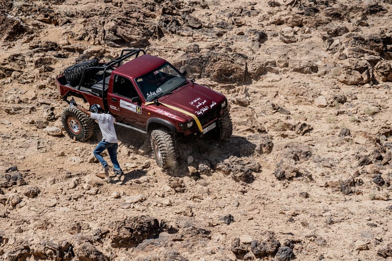 4 X 4 CAR RED Deadsea, a fine-art photograph by Ali Abu Ras