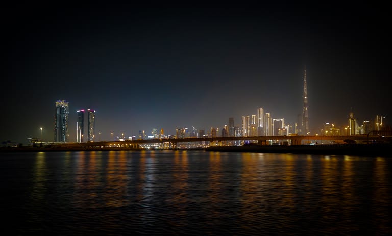 Dubai Lights Cityscape, a fine-art photograph by Ali Abu Ras