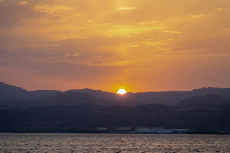 Aqaba SEA Sunset, a fine-art photograph by Ali Abu Ras