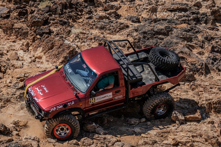 4 X 4 CAR RED Deadsea, a fine-art photograph by Ali Abu Ras