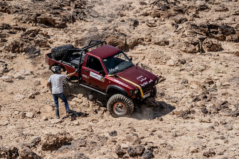 4 X 4 CAR RED Deadsea, a fine-art photograph by Ali Abu Ras
