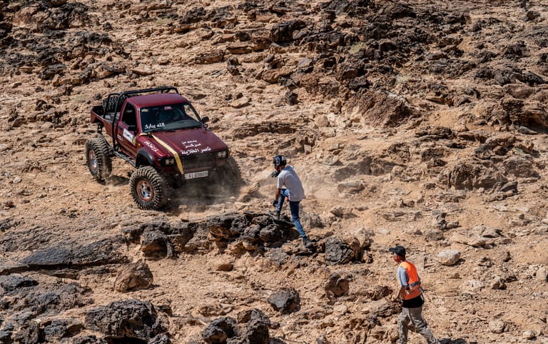 4 X 4 CAR RED Deadsea, a fine-art photograph by Ali Abu Ras