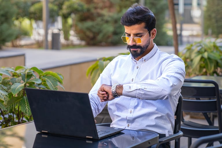 MAN Laptop Table Outdoor, a fine-art photograph by Ali Abu Ras