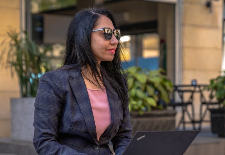 Woman Laptop Bolivard, a fine-art photograph by Ali Abu Ras
