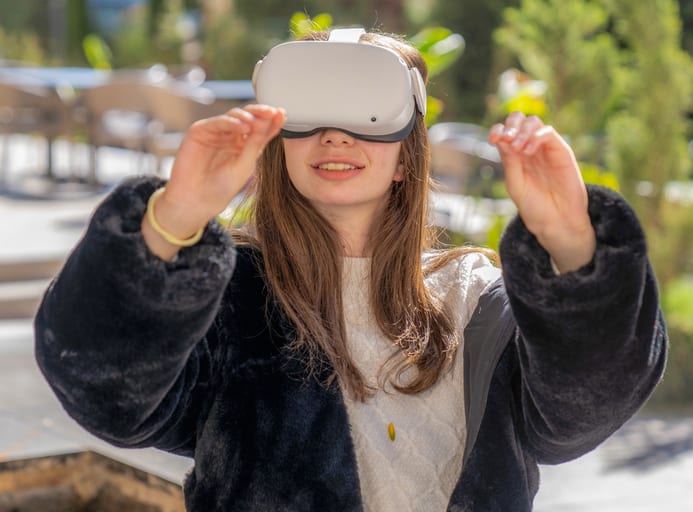 Woman VR Amman, a fine-art photograph by Ali Abu Ras