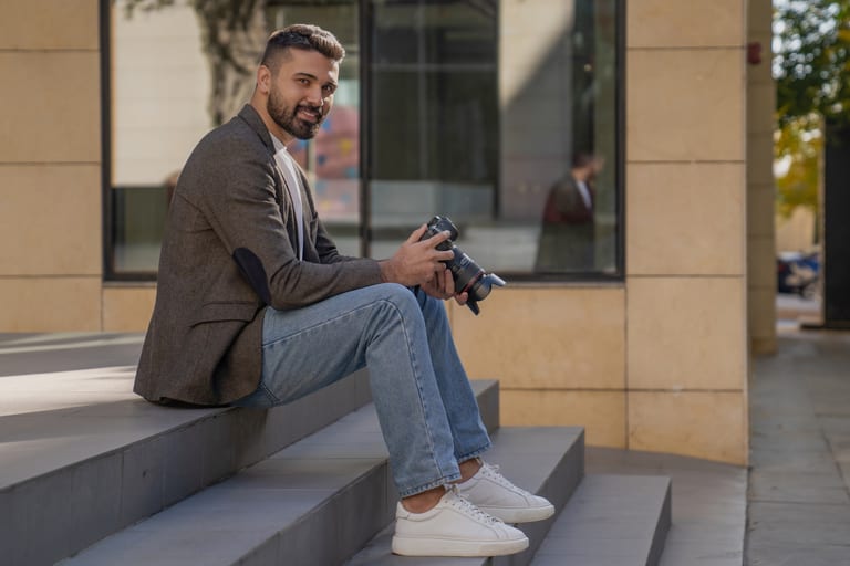 MAN Setting Camera, a fine-art photograph by Ali Abu Ras