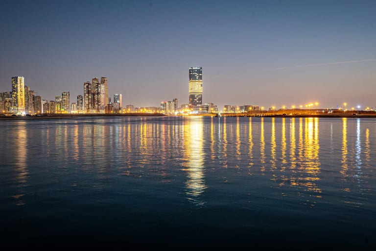 Dubai Street Lights Cars Road, a fine-art photograph by Ali Abu Ras