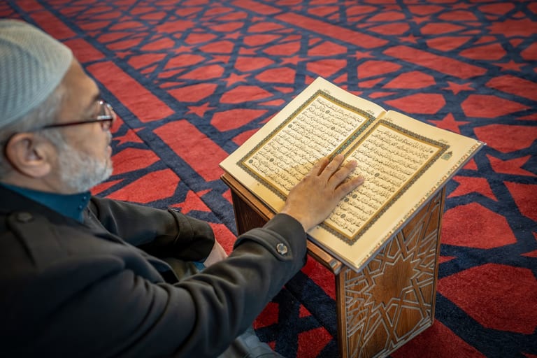 OLD MAN Read Quran Masjid Ramadain, a fine-art photograph by Ali Abu Ras