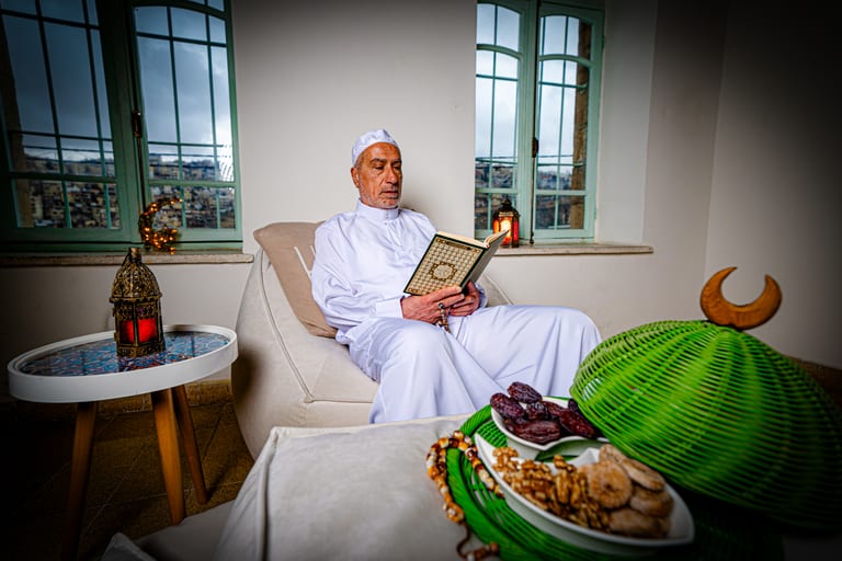 Ramadan OLD MAN Read Quran, a fine-art photograph by Ali Abu Ras