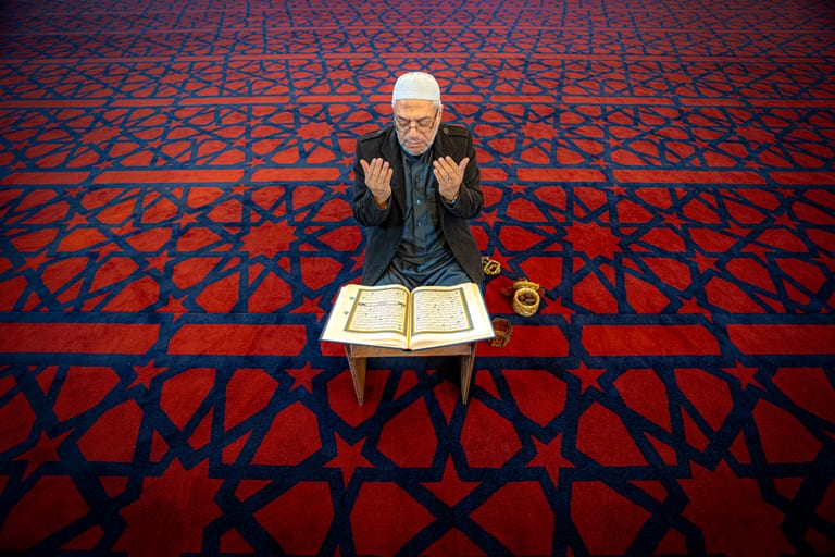 OLD MAN Read Quran Masjid Ramadain, a fine-art photograph by Ali Abu Ras