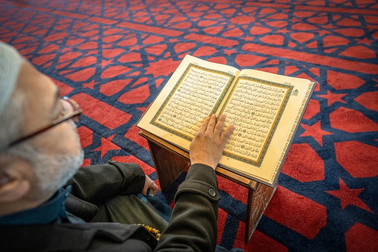 OLD MAN Read Quran Masjid Ramadain, a fine-art photograph by Ali Abu Ras