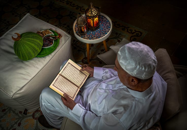 Ramadan OLD MAN Read Quran, a fine-art photograph by Ali Abu Ras