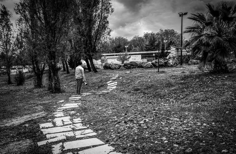 MAN Path Raod Stand Forest SKY, a fine-art photograph by Ali Abu Ras